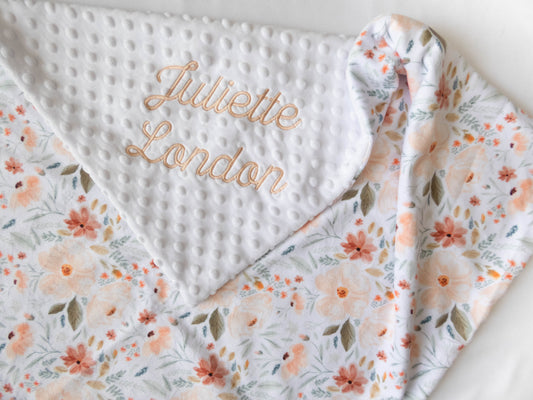 Valencia Gardens Floral Personalized Baby Blanket