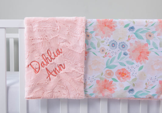 Darling Dahlia Floral Baby Blanket