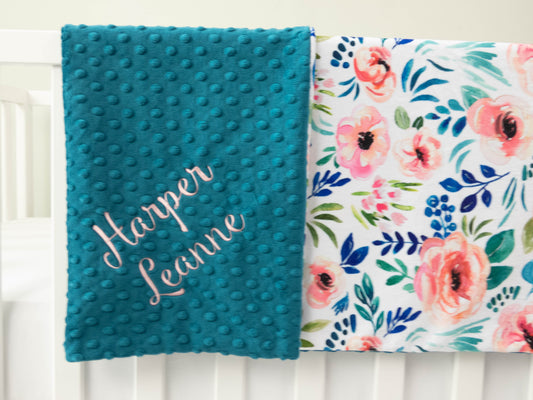 Avaleigh Floral Personalized Child Size Blanket