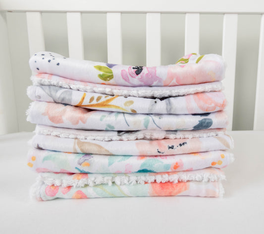 Burp Cloth Set of 6 - Champagne Rose, Grace, Plush Pink, Mermaid Floral, Peachy Plum and Spring Meadow