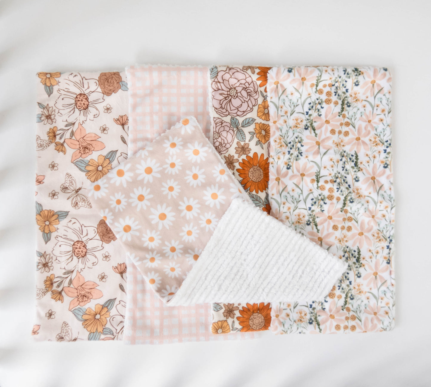 Daisy Dream Burp Cloth Set - Premium Minky Burp Cloths - Set of 5