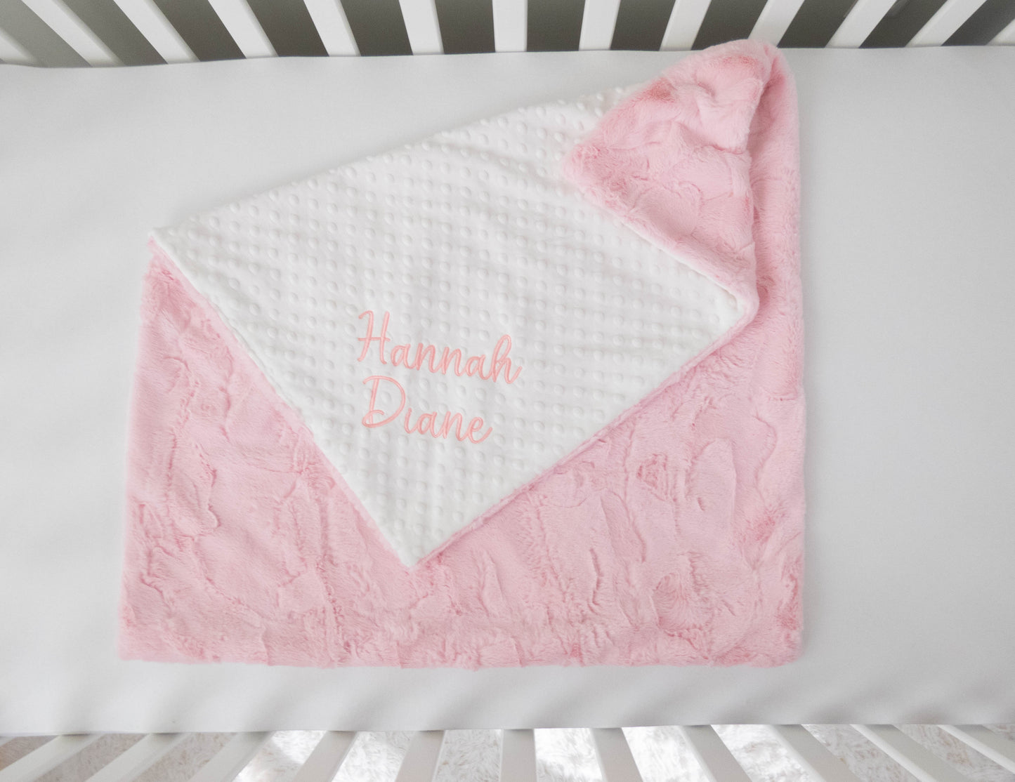 Pink Double Minky Personalized Baby Blanket