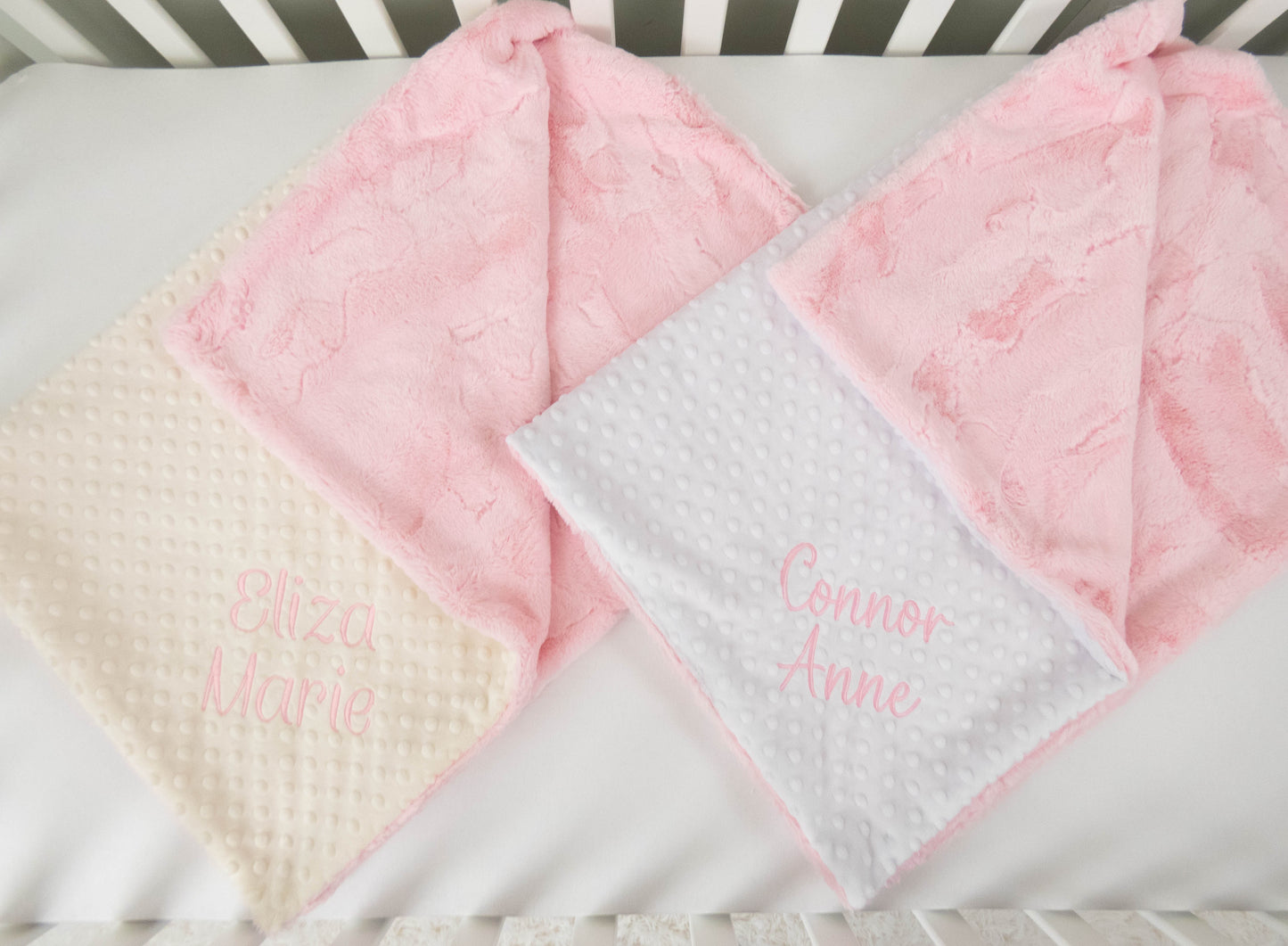 Pink Double Minky Personalized Baby Blanket