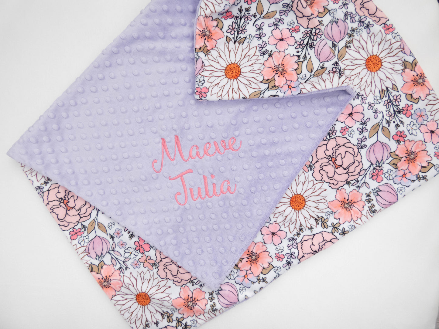 Summer Floral Personalized Baby Blanket