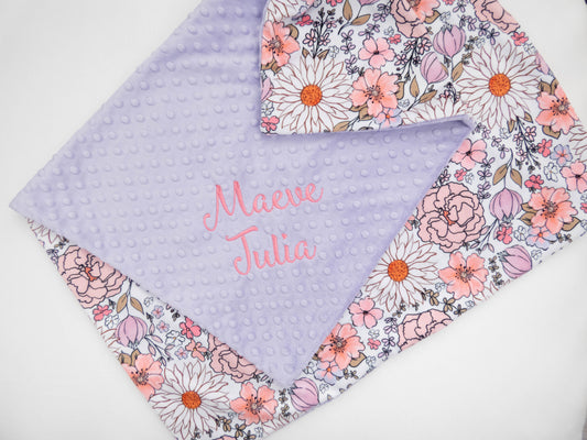 Summer Floral Personalized Baby Blanket