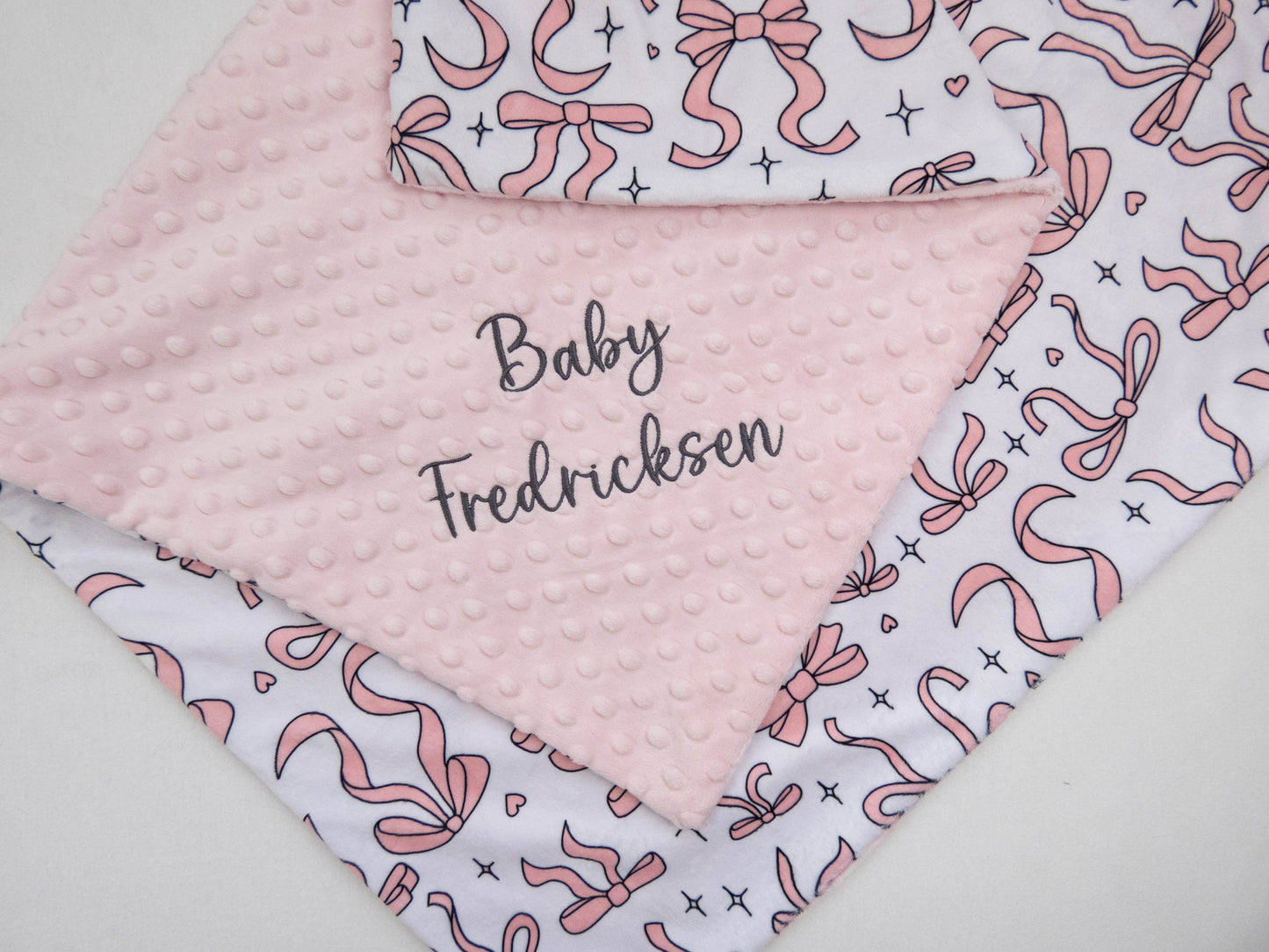 Coquette Pink Bows Personalized Baby Blanket