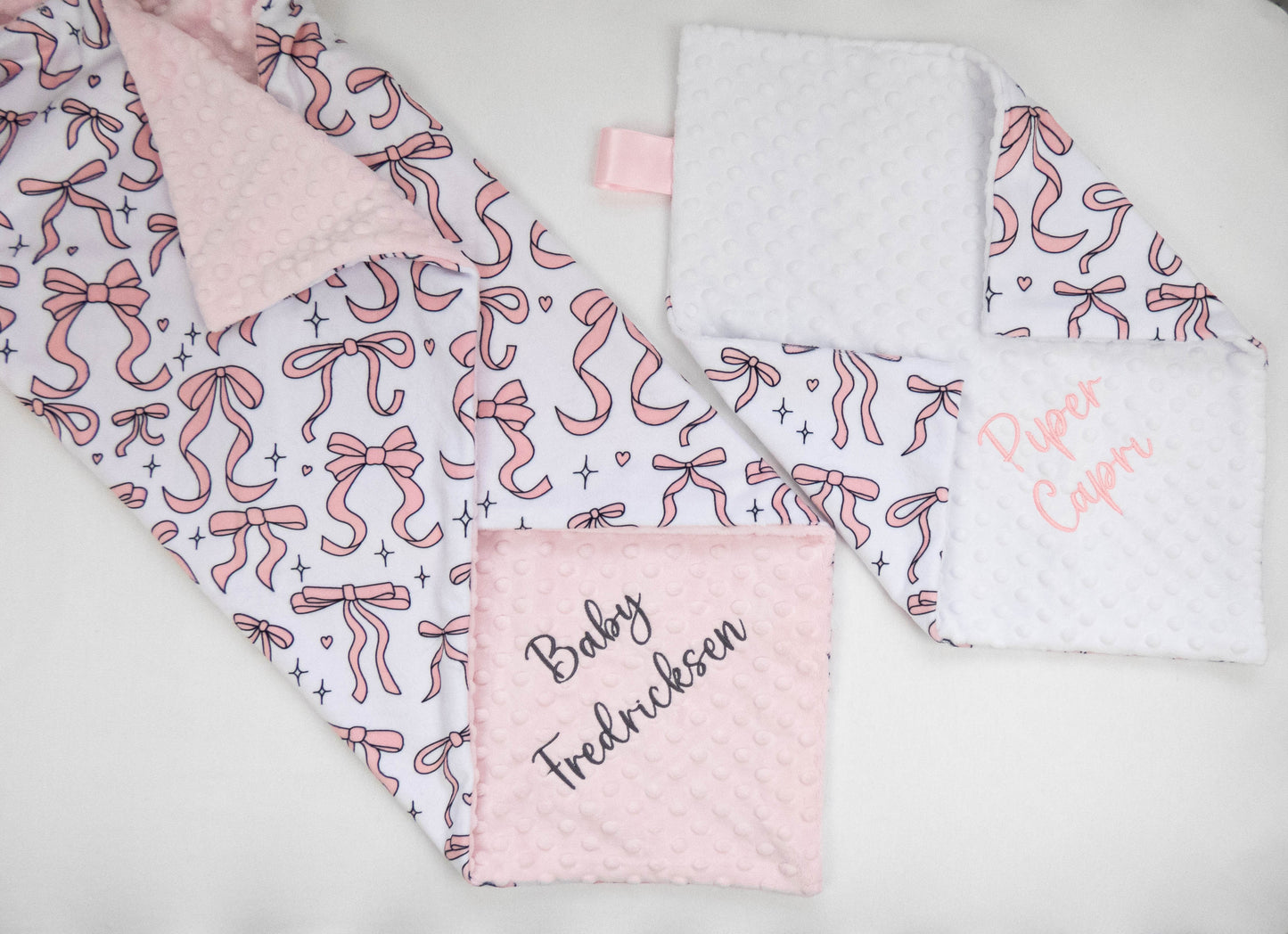 Coquette Pink Bows Personalized Baby Blanket