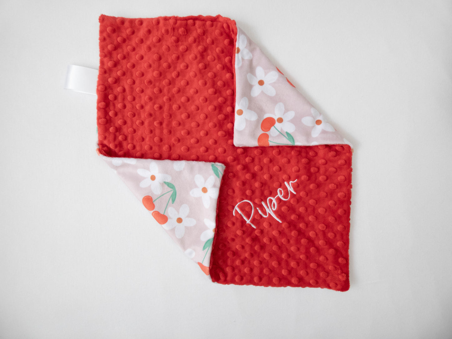 Cherries and Daisies Personalized Baby Blanket