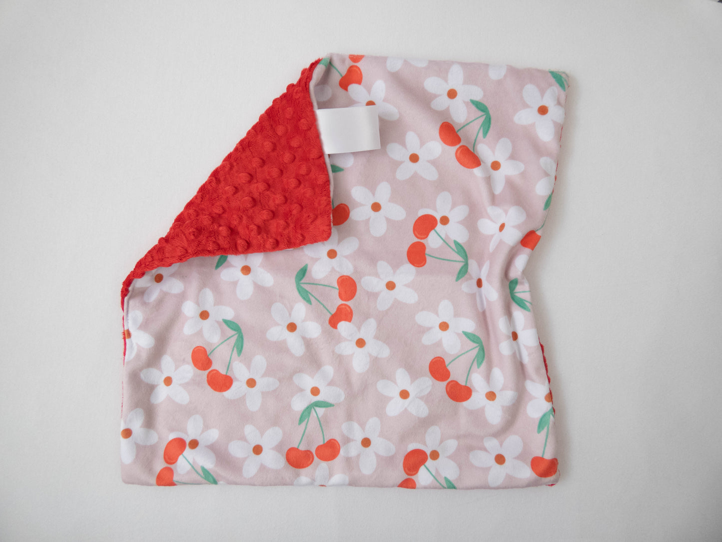 Cherries and Daisies Personalized Baby Blanket