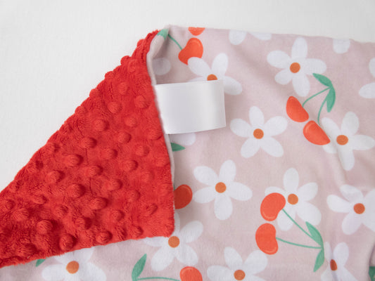 Cherries and Daisies Personalized Baby Blanket