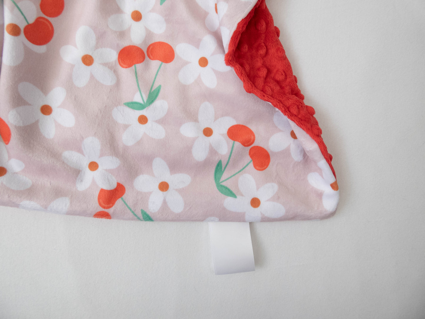 Cherries and Daisies Personalized Baby Blanket