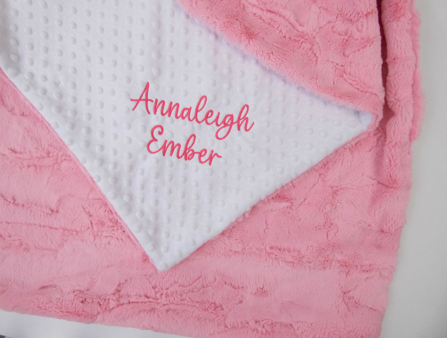 Pink Double Minky Personalized Child Size Blanket
