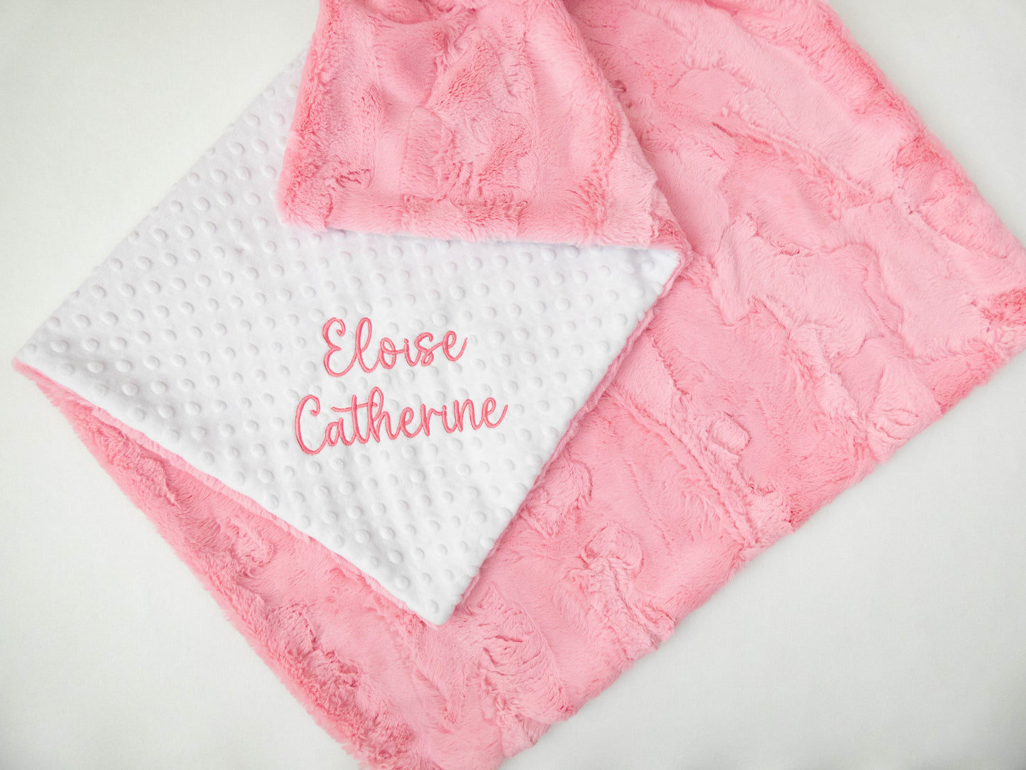 Pink Double Minky Personalized Baby Blanket