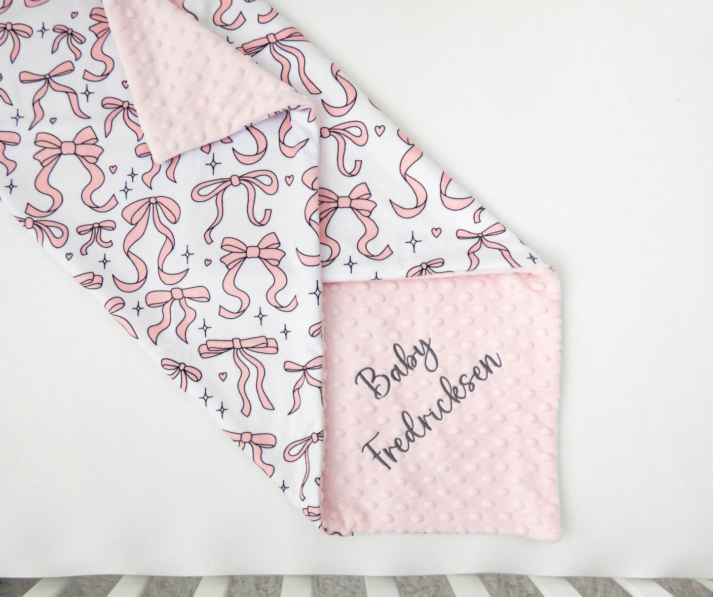 Coquette Pink Bows Personalized Baby Blanket