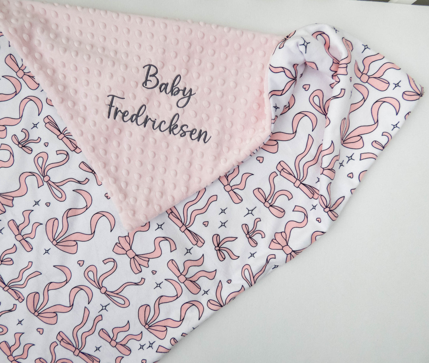 Coquette Pink Bows Personalized Baby Blanket