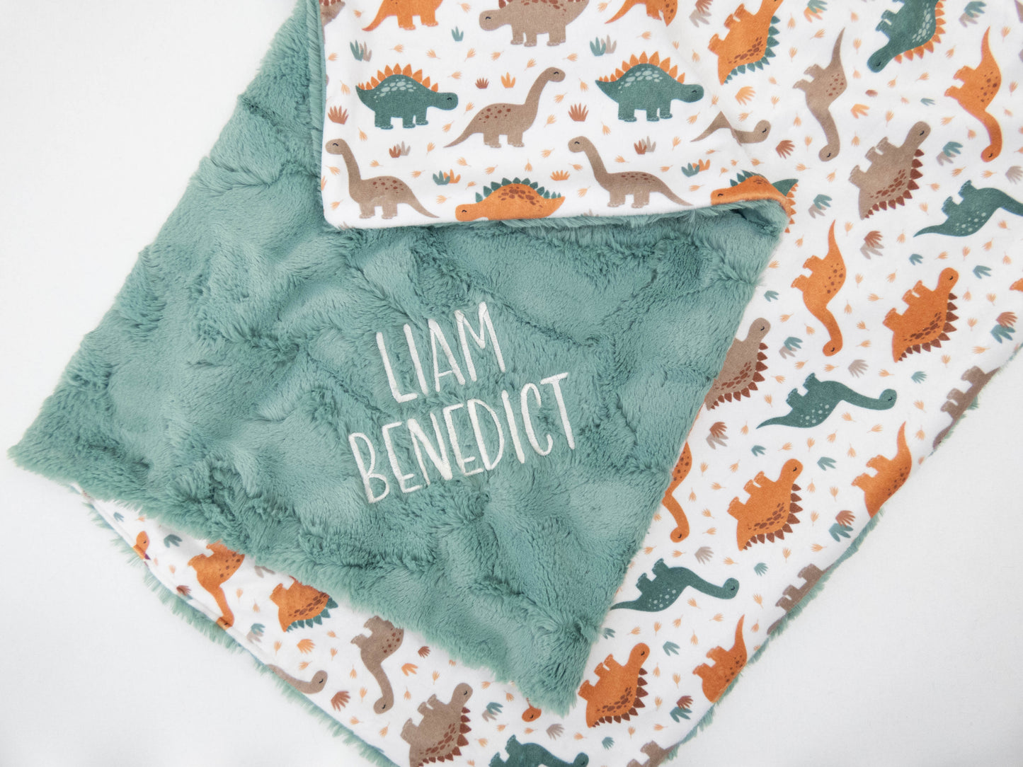 Neutral Dinosaurs Personalized Baby Blanket