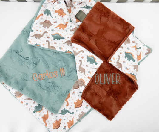 Neutral Dinosaurs Personalized Lovey Size