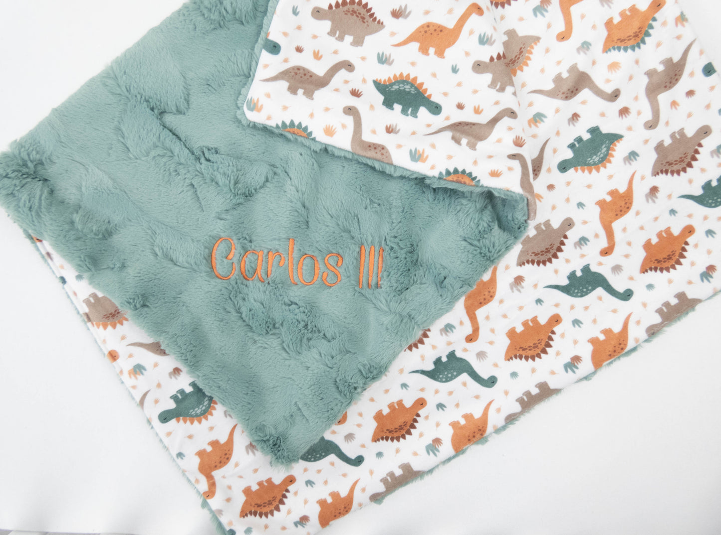 Neutral Dinosaurs Personalized Baby Blanket