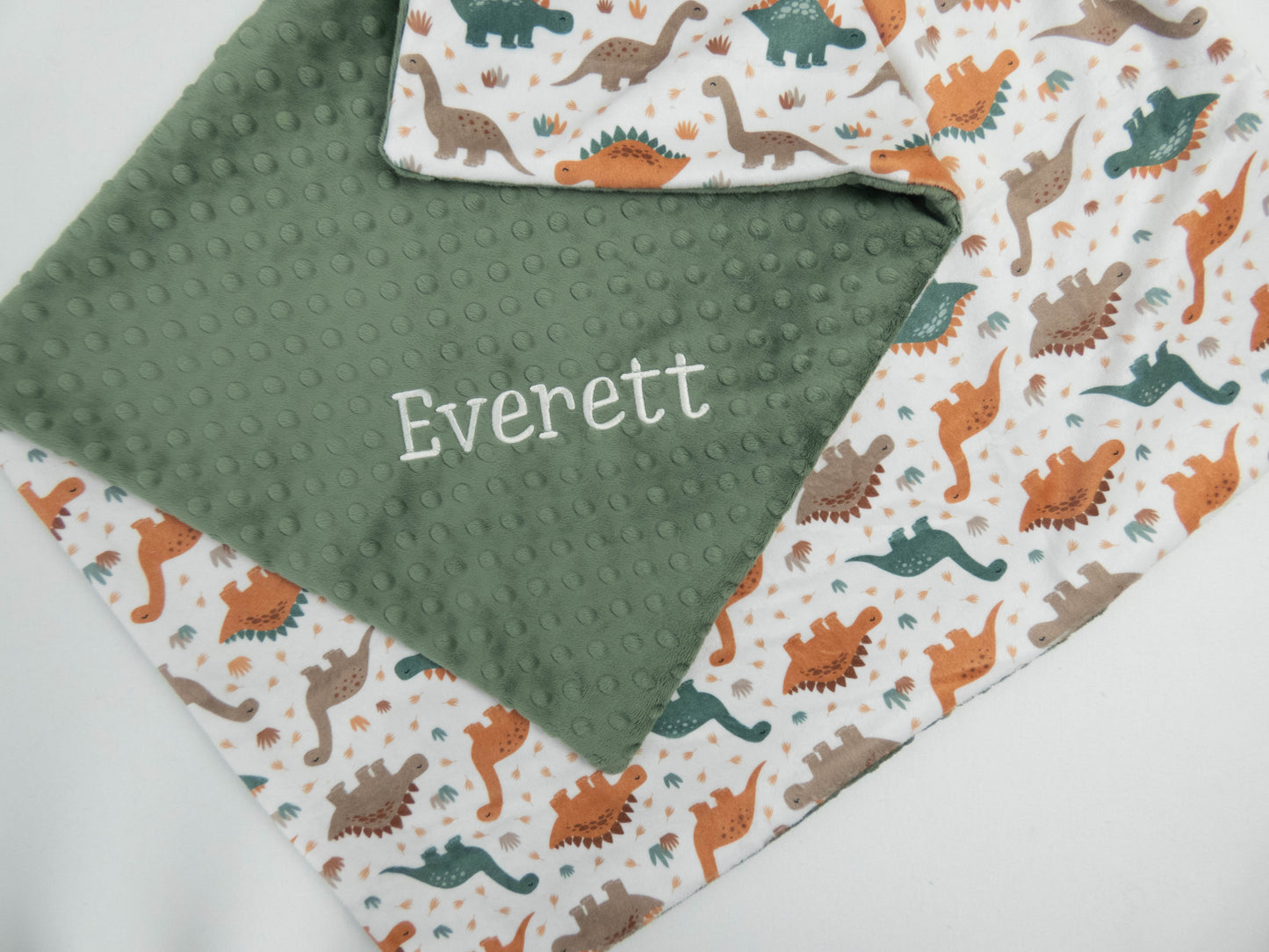 Neutral Dinosaurs Personalized Baby Blanket