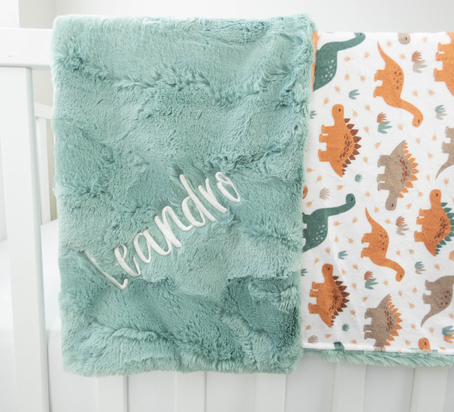 Neutral Dinosaurs Personalized Baby Blanket