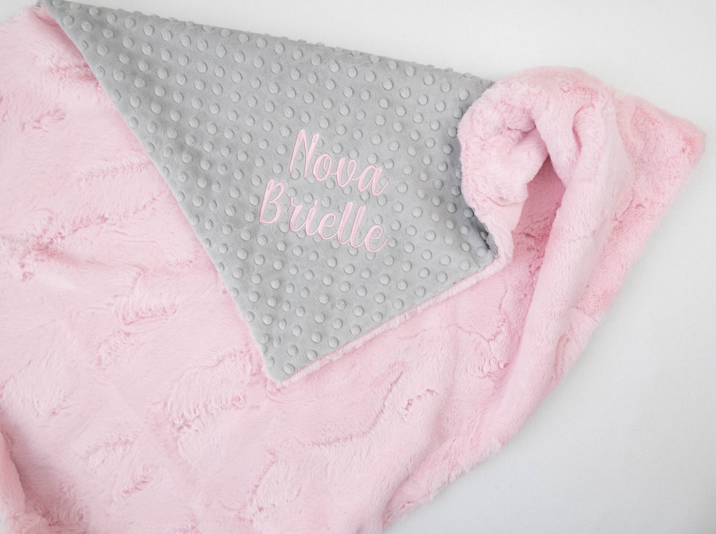 Pink Double Minky Personalized Baby Blanket