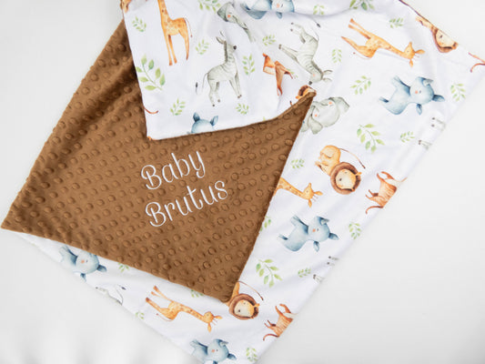 Safari Animals Personalized Baby Blanket
