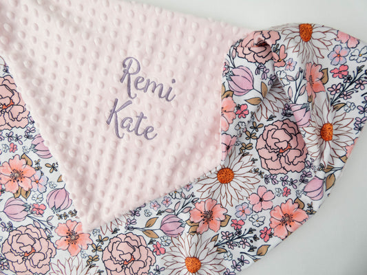 Summer Floral Personalized Baby Blanket
