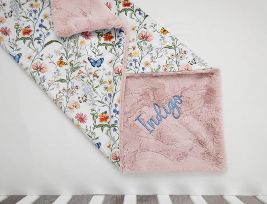 Wildflower Fields Floral Personalized Baby Blanket