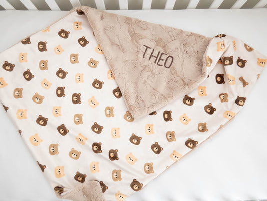 Teddy Bears Personalized Baby Size Blanket