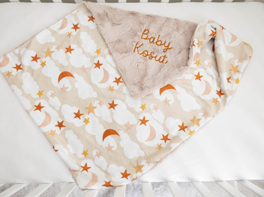 Neutral Stars Personalized Baby Blanket