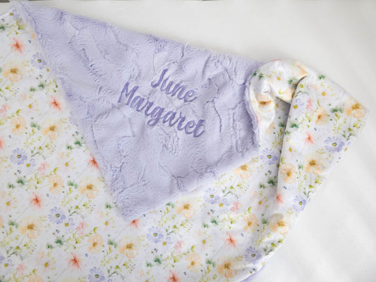 Pressed Floral Personalized Baby Blanket