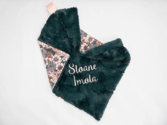 Ember Floral Personalized Lovey Size