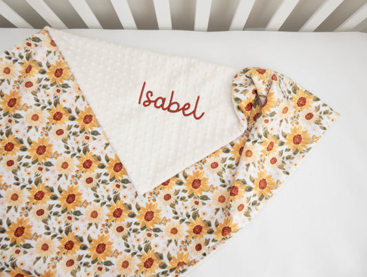 Sunny Sunflowers Personalized Child Size Blanket
