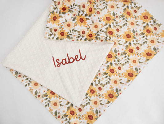 Sunny Sunflowers Personalized Baby Blanket