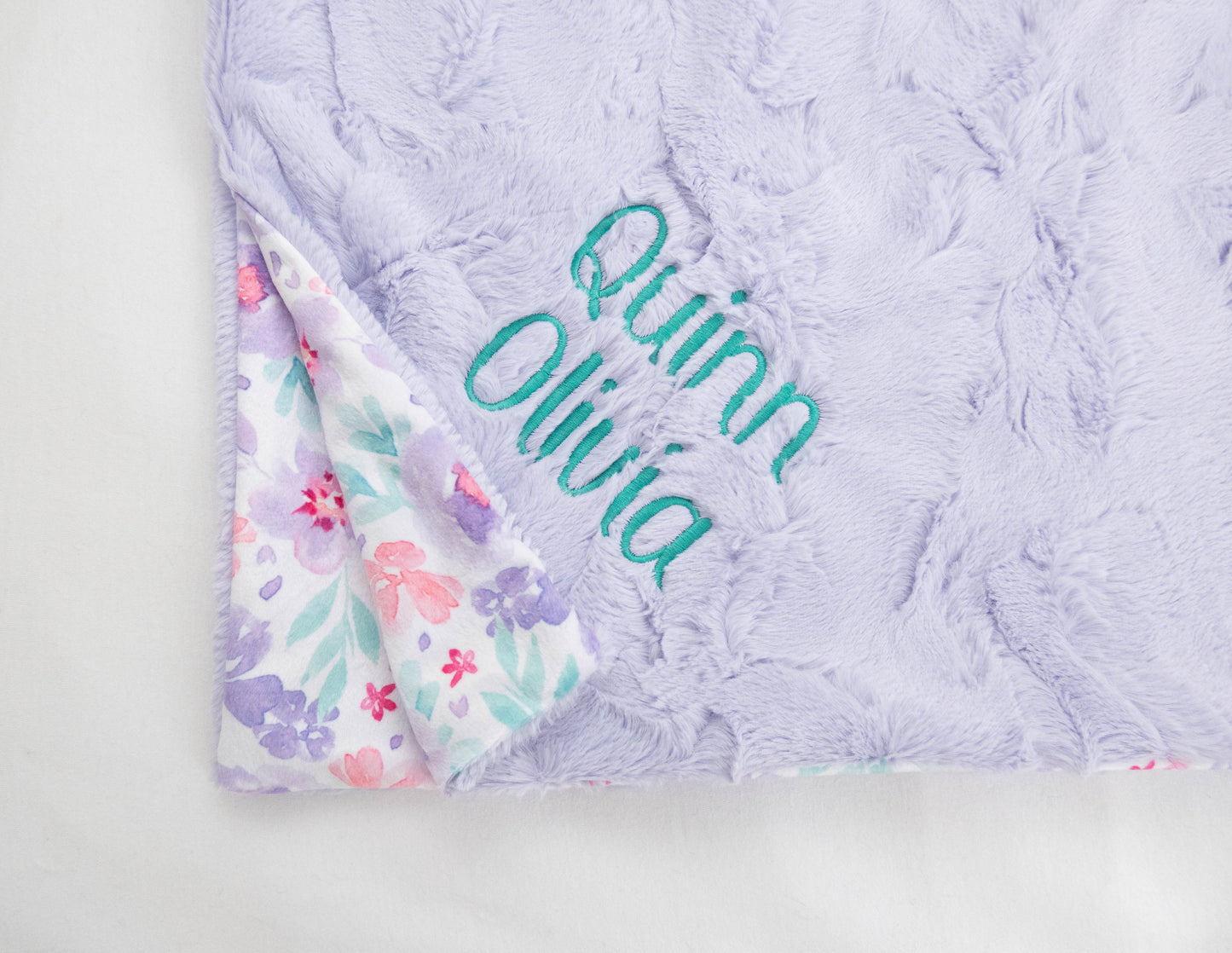 Purple Pastel Floral Personalized Child Blanket