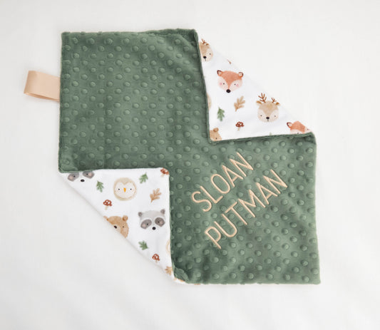 Woodland Friends Faces Personalized Lovey Size