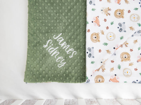 Woodland Friends Faces Personalized Child Blanket