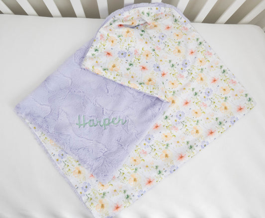 Pressed Floral Personalized Baby Blanket