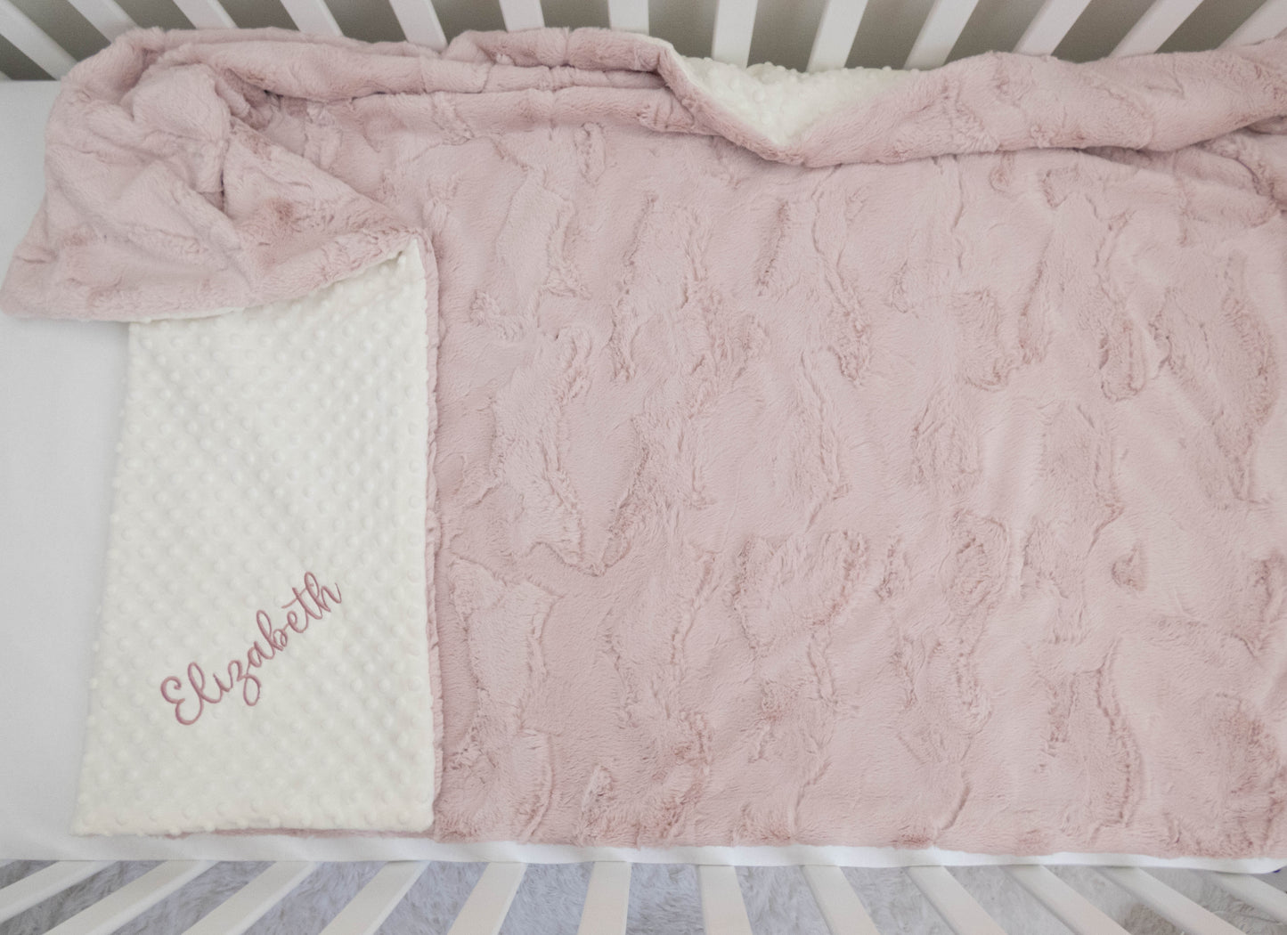 Pink Double Minky Personalized Child Size Blanket