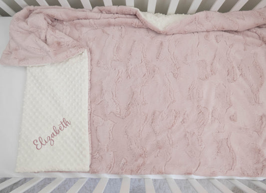 Pink Double Minky Personalized Child Size Blanket