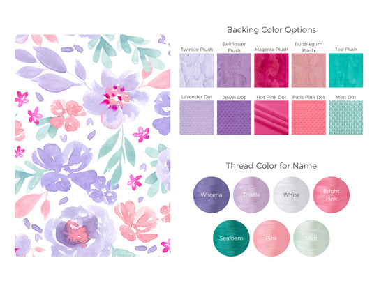 Purple Pastel Floral Personalized Child Blanket