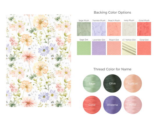 Pressed Floral Personalized Lovey Size