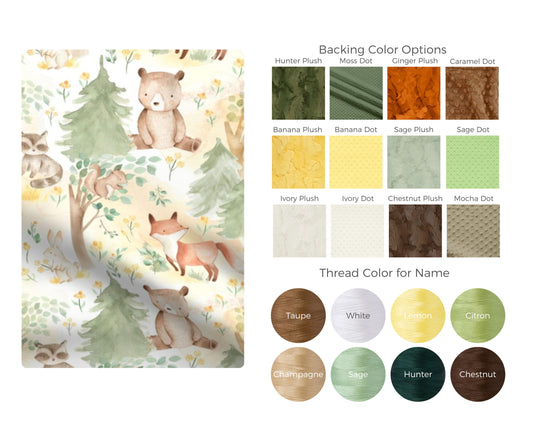 Forest Animals Sage Baby Blanket