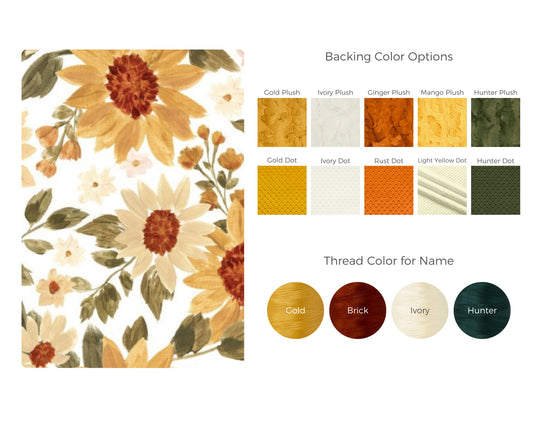 Sunny Sunflowers Personalized Child Size Blanket