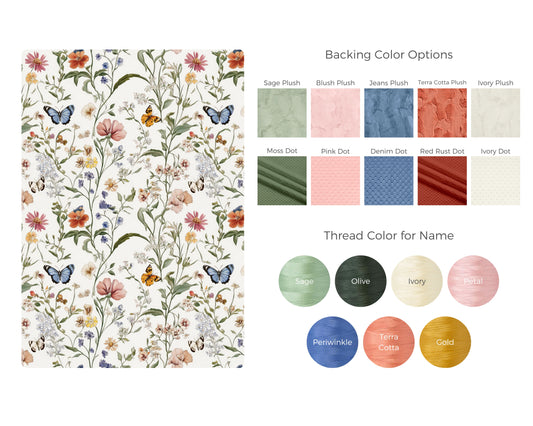 Wildflower Fields Floral Personalized Lovey Size