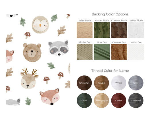 Woodland Friends Faces Personalized Child Blanket