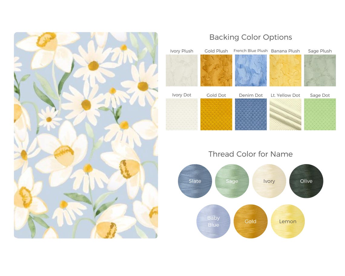 Daffodil Blues Personalized Baby Blanket