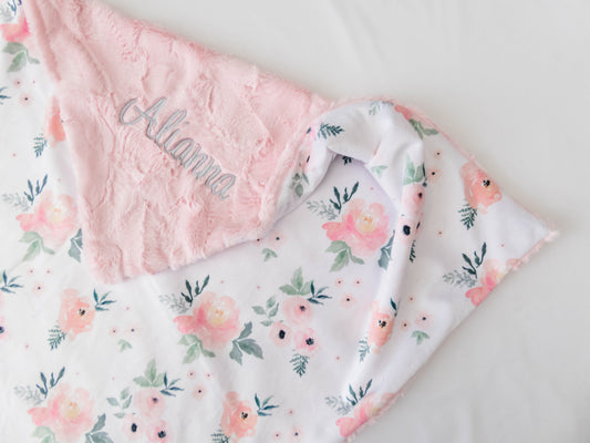 Blush Roses Floral Baby Blanket