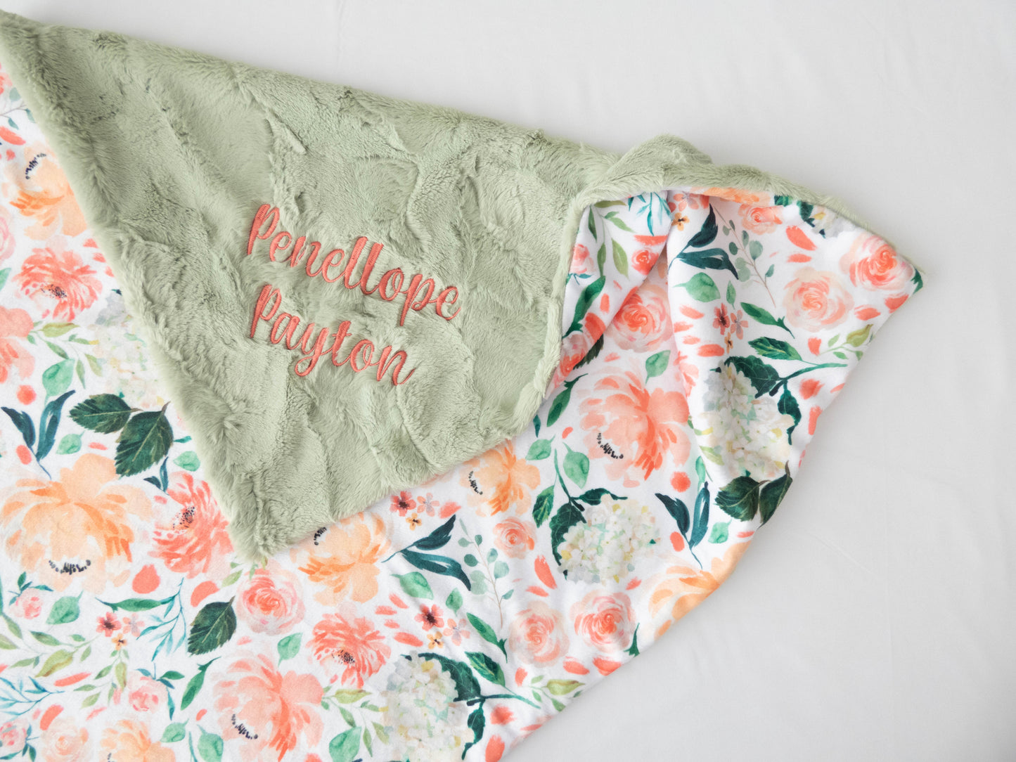 Peaches and Cream Floral Baby Blanket