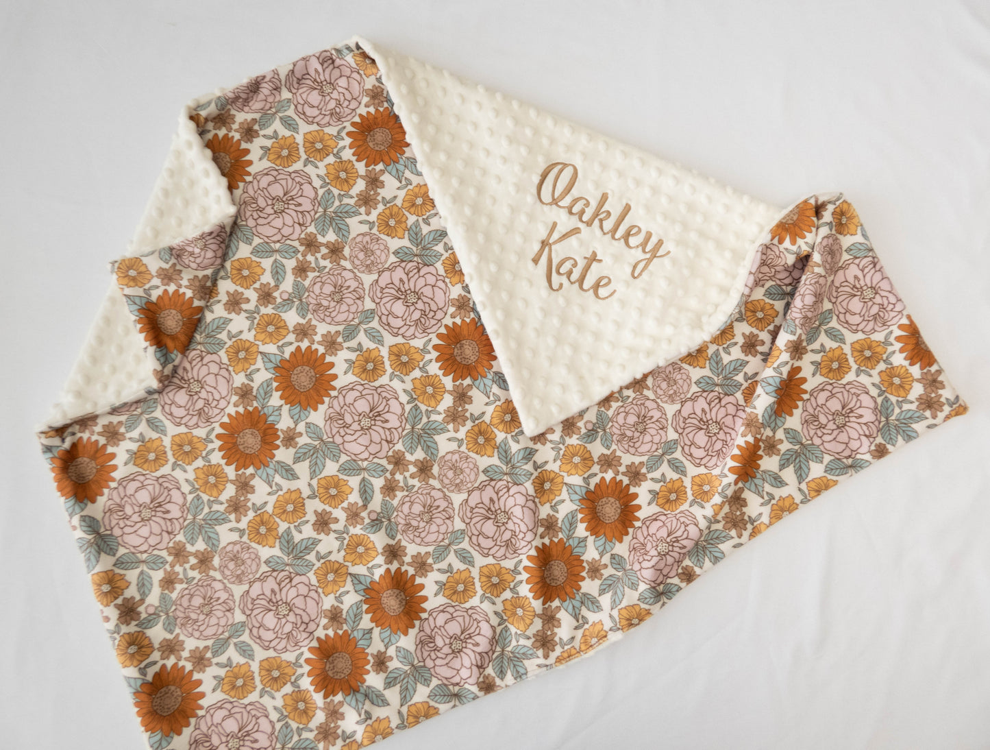 Golden Girl Vintage Floral Baby Blanket